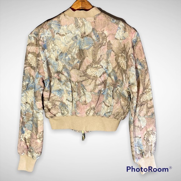 Amber Sakai Tapestry Bomber Jacket Floral Pastels Rare - Picture 2 of 11